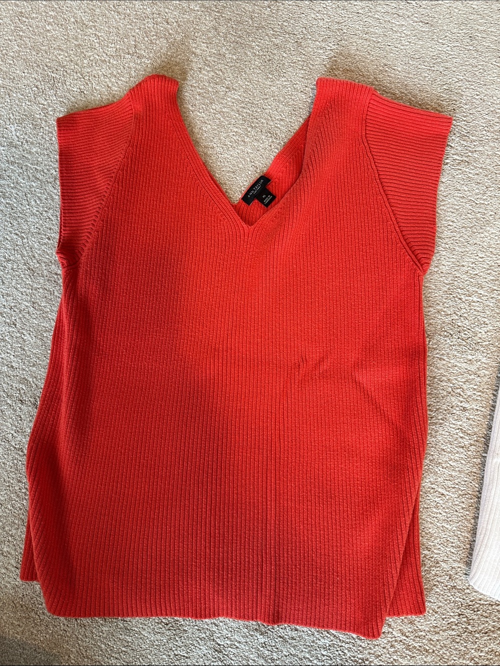Ann Taylor Orange Ribbed V-Neck Knit Tank